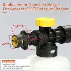 High-Pressure Foam Cannon for Karcher K2–K7 – Adjustable Snow Foam Lance Car Wash Gun Goat Lab