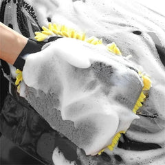 Premium Waterproof Microfiber Car Wash Gloves – Chenille Double-Sided Cleaning Mitt Goat Lab