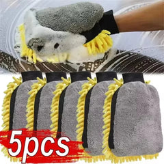 Premium Waterproof Microfiber Car Wash Gloves – Chenille Double-Sided Cleaning Mitt Goat Lab