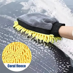 Premium Waterproof Microfiber Car Wash Gloves – Chenille Double-Sided Cleaning Mitt Goat Lab