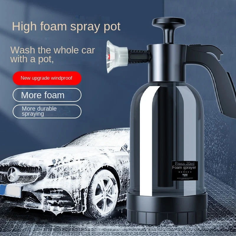 2L Hand Pump Foam Sprayer – Snow Foam Car Wash Bottle with 3 Nozzles for Auto & Window Cleaning Goat Lab