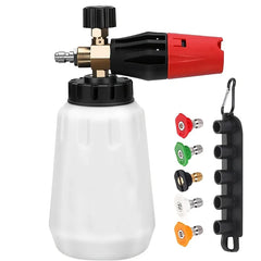 Adjustable Nozzle Foam Cannon – 1L Thick Bottle, 1/4" Quick Connect Pressure Washer