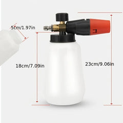 Adjustable Nozzle Foam Cannon – 1L Thick Bottle, 1/4" Quick Connect Pressure Washer