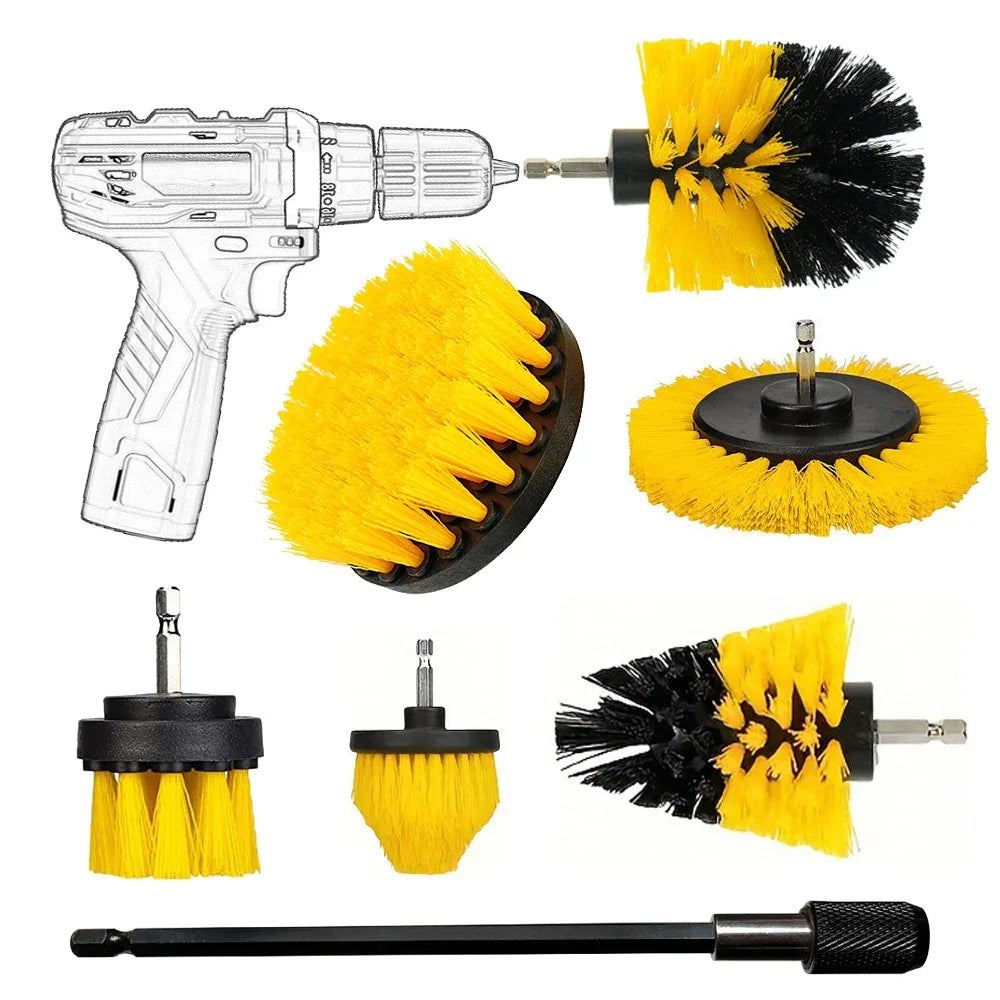 High-Density Nylon Drill Brushes – Carpet, Glass & Car Cleaning Tool Kit Goat Lab