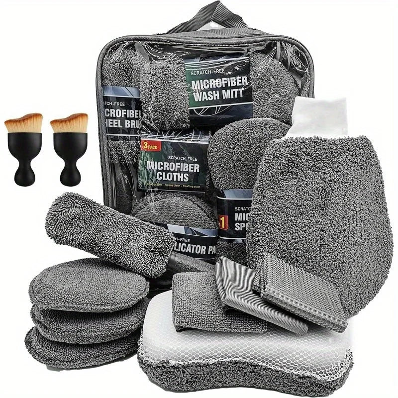 11PCS Complete Car Cleaning Kit – Tire Brush, Microfiber Cleaning Gloves & Detailing Tools Goat Lab