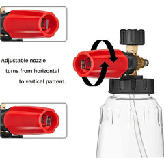Adjustable Nozzle Foam Cannon – 1L Thick Bottle, 1/4" Quick Connect Pressure Washer