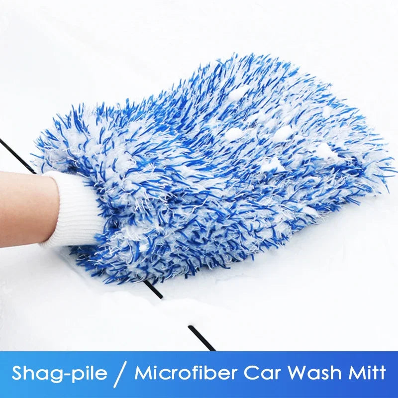 Plush Microfiber Car Wash Mitt – Thick Auto Detailing & Cleaning Tool